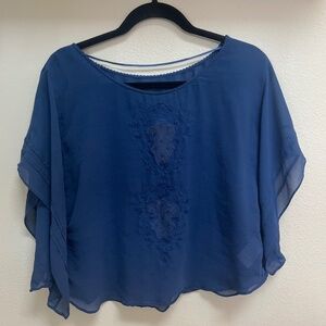Anthropologie Sheer Silk Crepe Blouse M